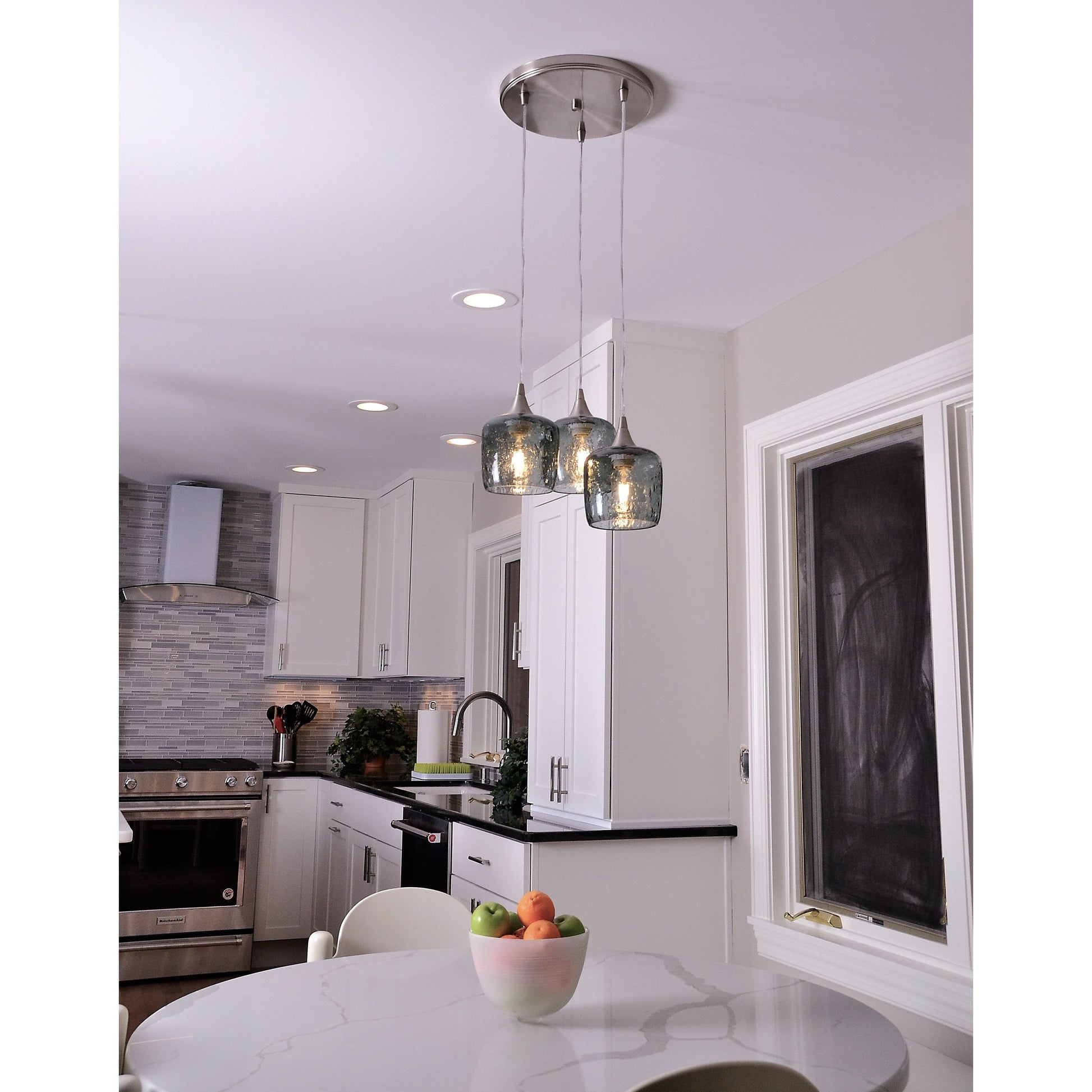 Lunar 3 Pendant Cascade Chandelier: Form No. 601-Multipendant-Bicycle Glass Co.-Slate Gray-Bicycle Glass Co