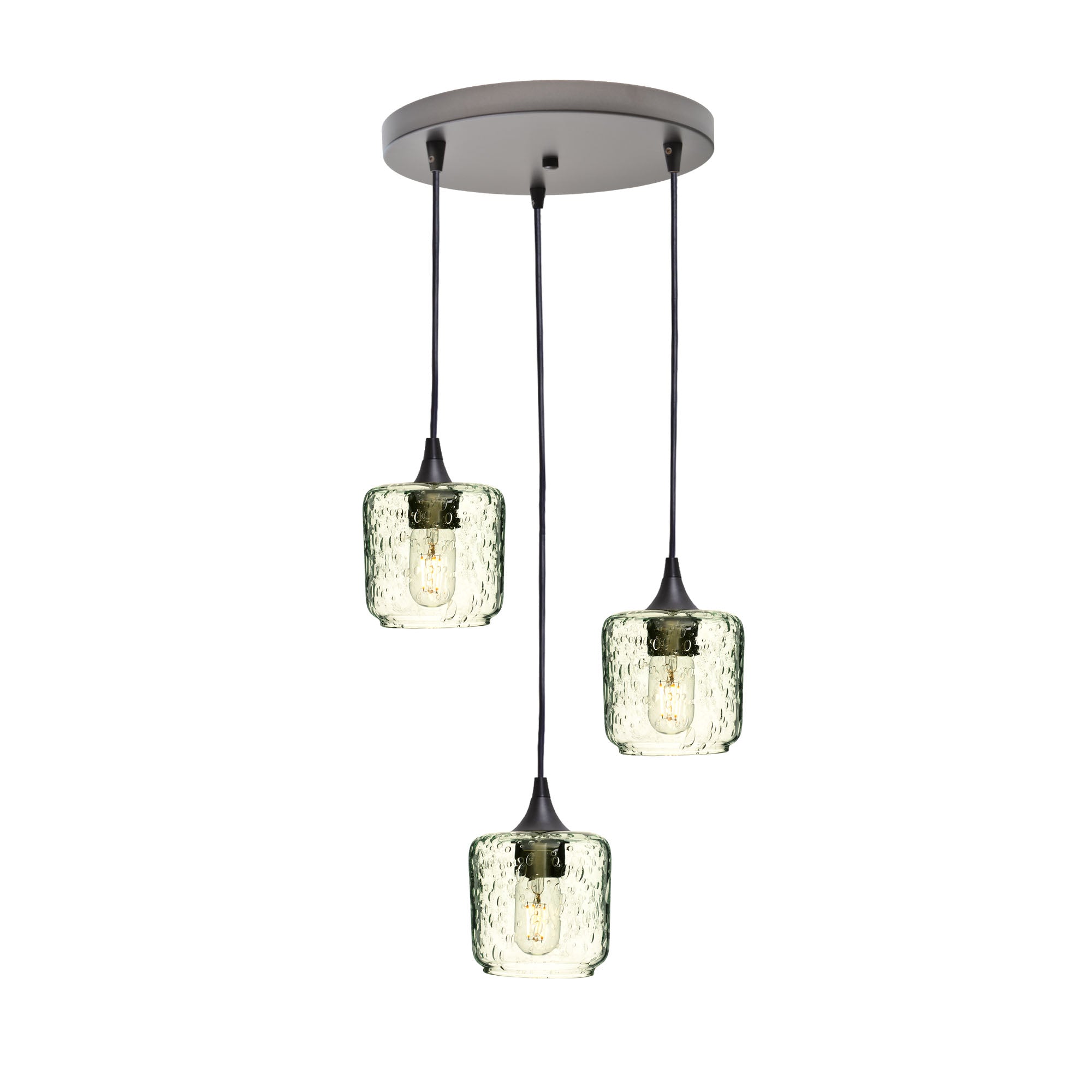 601 Lunar: 3 Pendant Cascade Chandelier-Glass-Bicycle Glass Co - Hotshop-Eco Clear-Antique Bronze-Bicycle Glass Co