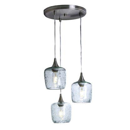 601 Lunar: 3 Pendant Cascade Chandelier-Glass-Bicycle Glass Co.-Eco Clear-Bicycle Glass Co