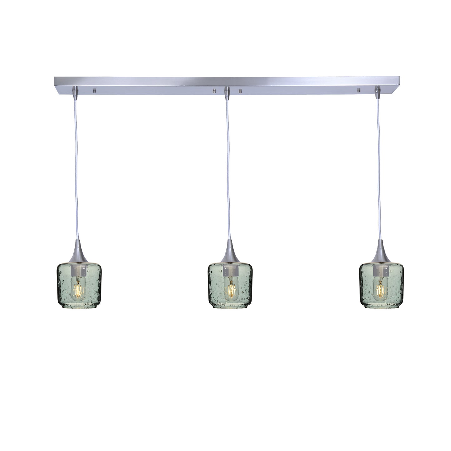 601 Lunar: 3 Pendant Linear Chandelier-Glass-Bicycle Glass Co - Hotshop-Slate Gray-Brushed Nickel-Bicycle Glass Co
