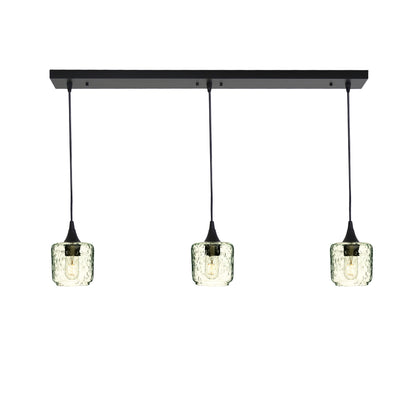 601 Lunar: 3 Pendant Linear Chandelier-Glass-Bicycle Glass Co - Hotshop-Eco Clear-Matte Black-Bicycle Glass Co