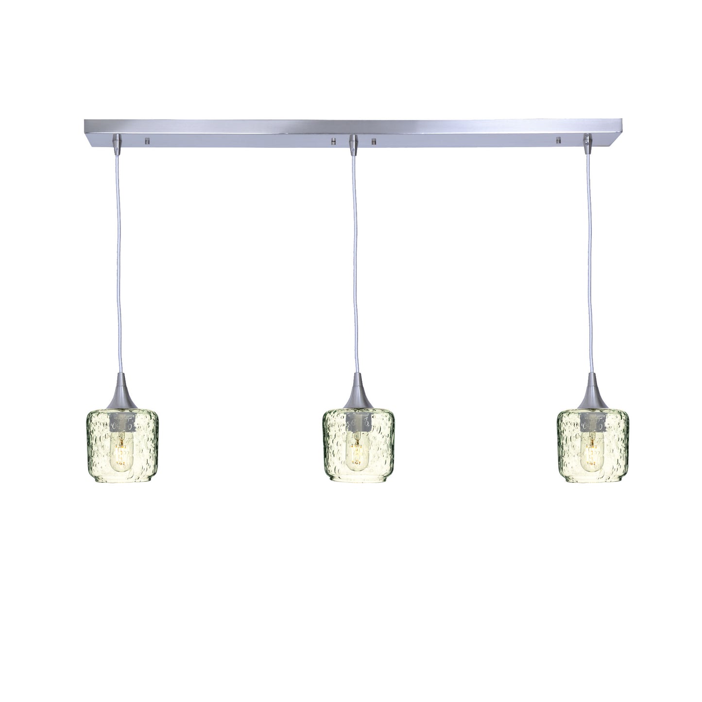 601 Lunar: 3 Pendant Linear Chandelier-Glass-Bicycle Glass Co - Hotshop-Eco Clear-Brushed Nickel-Bicycle Glass Co