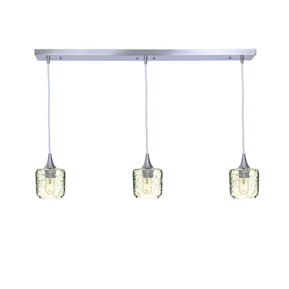 601 Lunar: 3 Pendant Linear Chandelier-Glass-Bicycle Glass Co - Hotshop-Eco Clear-Brushed Nickel-Bicycle Glass Co