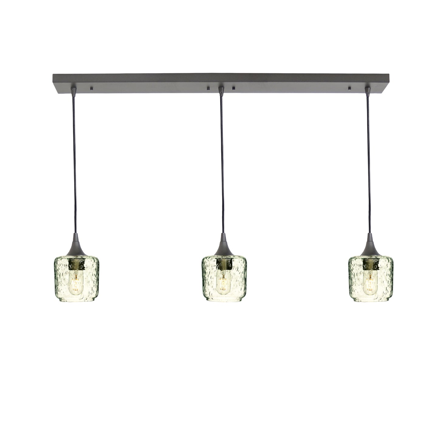 601 Lunar: 3 Pendant Linear Chandelier-Glass-Bicycle Glass Co - Hotshop-Eco Clear-Antique Bronze-Bicycle Glass Co