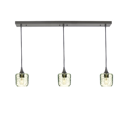 601 Lunar: 3 Pendant Linear Chandelier-Glass-Bicycle Glass Co - Hotshop-Eco Clear-Antique Bronze-Bicycle Glass Co
