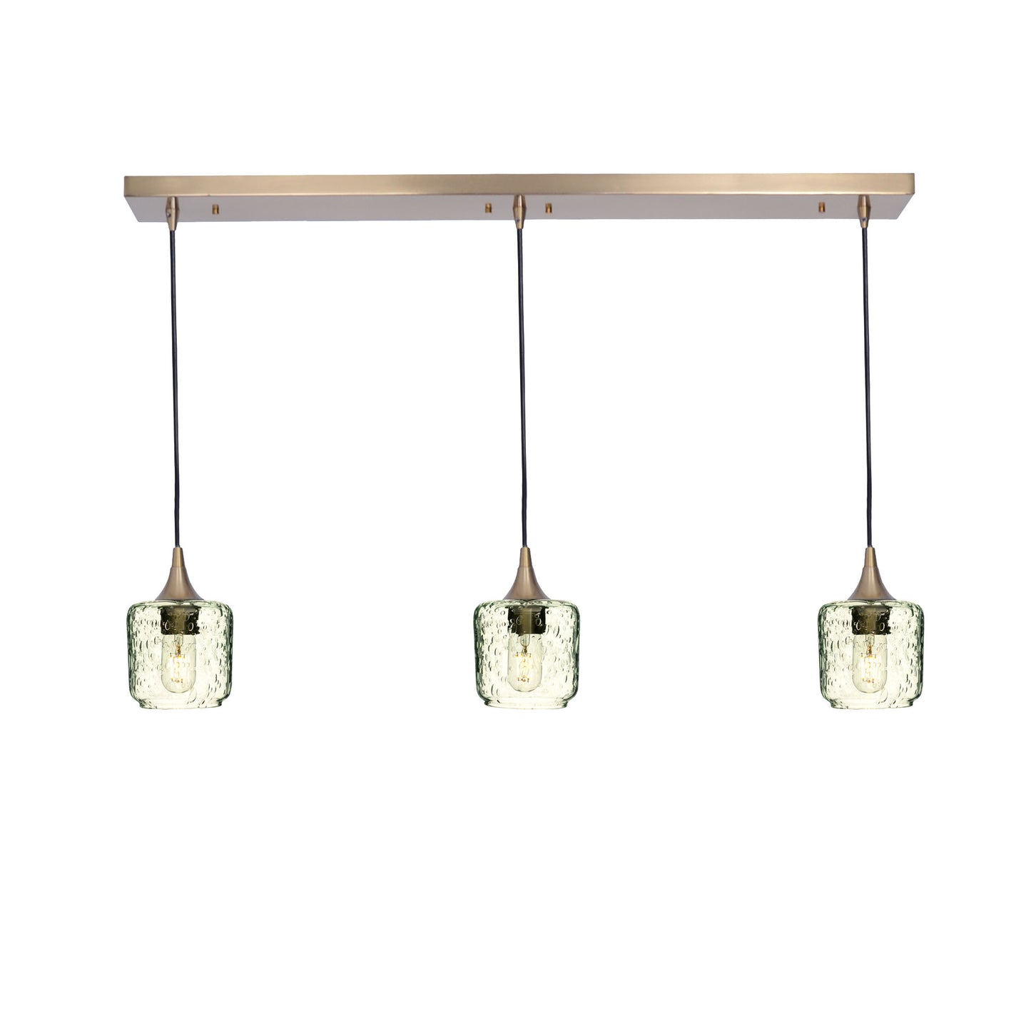 601 Lunar: 3 Pendant Linear Chandelier-Glass-Bicycle Glass Co - Hotshop-Eco Clear-Polished Brass-Bicycle Glass Co