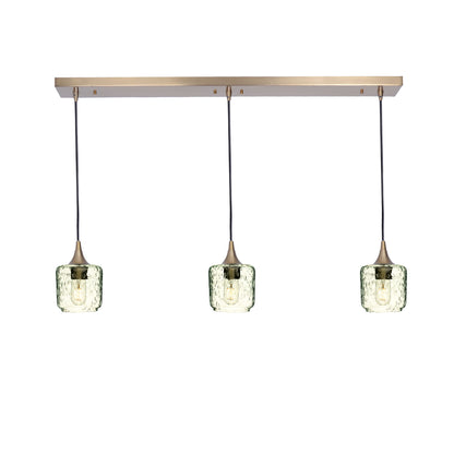 601 Lunar: 3 Pendant Linear Chandelier-Glass-Bicycle Glass Co - Hotshop-Eco Clear-Polished Brass-Bicycle Glass Co