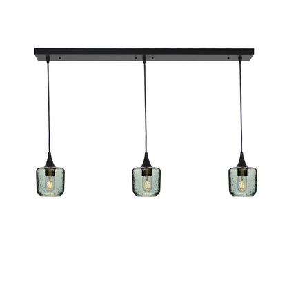 601 Lunar: 3 Pendant Linear Chandelier-Glass-Bicycle Glass Co - Hotshop-Slate Gray-Matte Black-Bicycle Glass Co