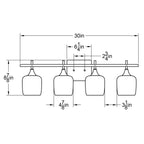 601 Lunar: 4 Light Wall Vanity-Glass-Bicycle Glass Co - Hotshop-Eco Clear-Brushed Nickel-Bicycle Glass Co