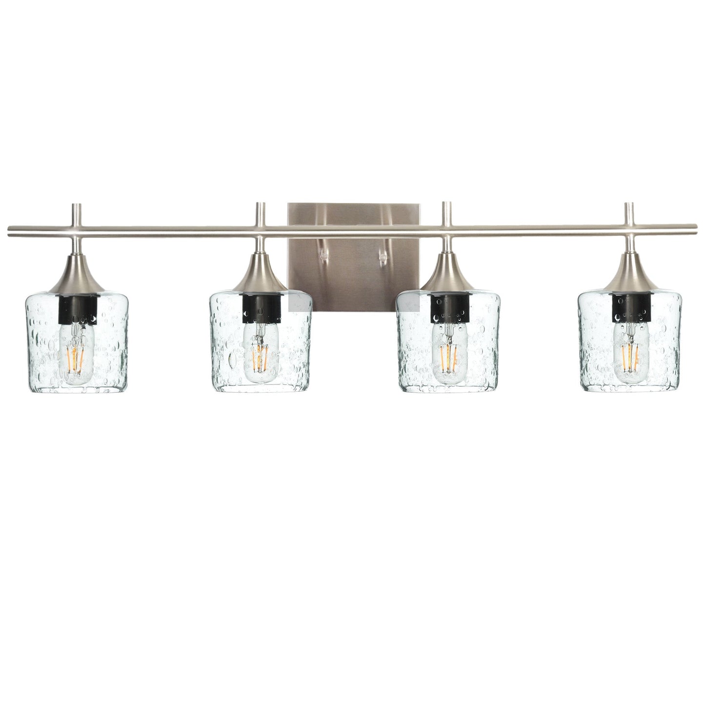 601 Lunar: 4 Light Wall Vanity-Glass-Bicycle Glass Co - Hotshop-Eco Clear-Brushed Nickel-Bicycle Glass Co