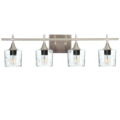 601 Lunar: 4 Light Wall Vanity-Glass-Bicycle Glass Co - Hotshop-Eco Clear-Brushed Nickel-Bicycle Glass Co