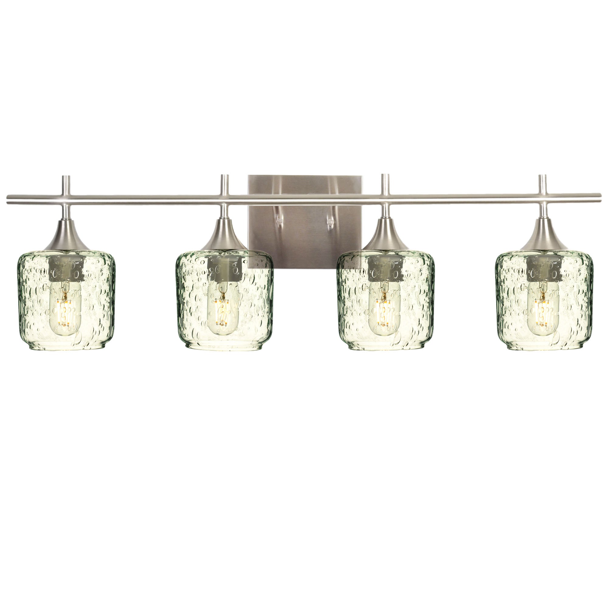 601 Lunar: 4 Light Wall Vanity-Glass-Bicycle Glass Co - Hotshop-Eco Clear-Brushed Nickel-Bicycle Glass Co