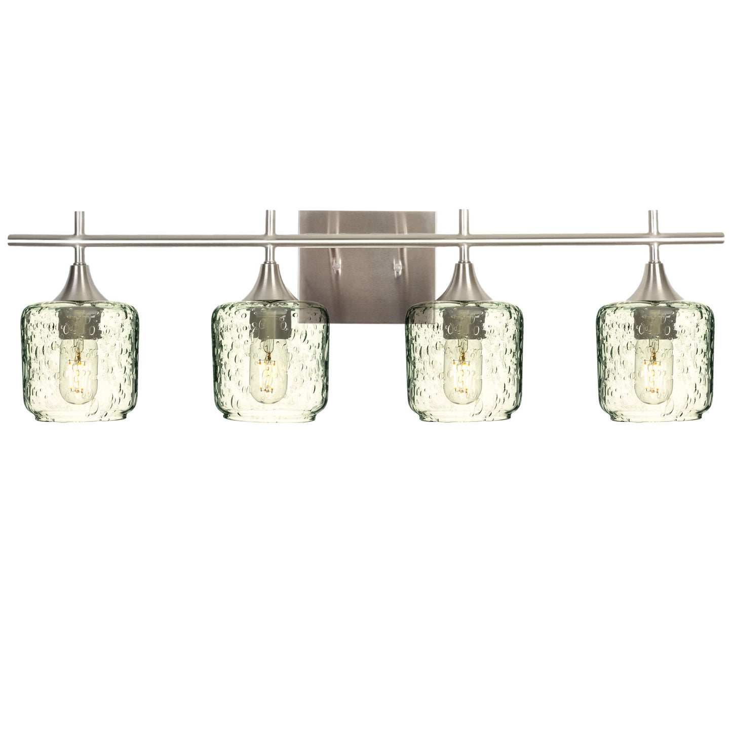 601 Lunar: 4 Light Wall Vanity-Glass-Bicycle Glass Co - Hotshop-Eco Clear-Brushed Nickel-Bicycle Glass Co