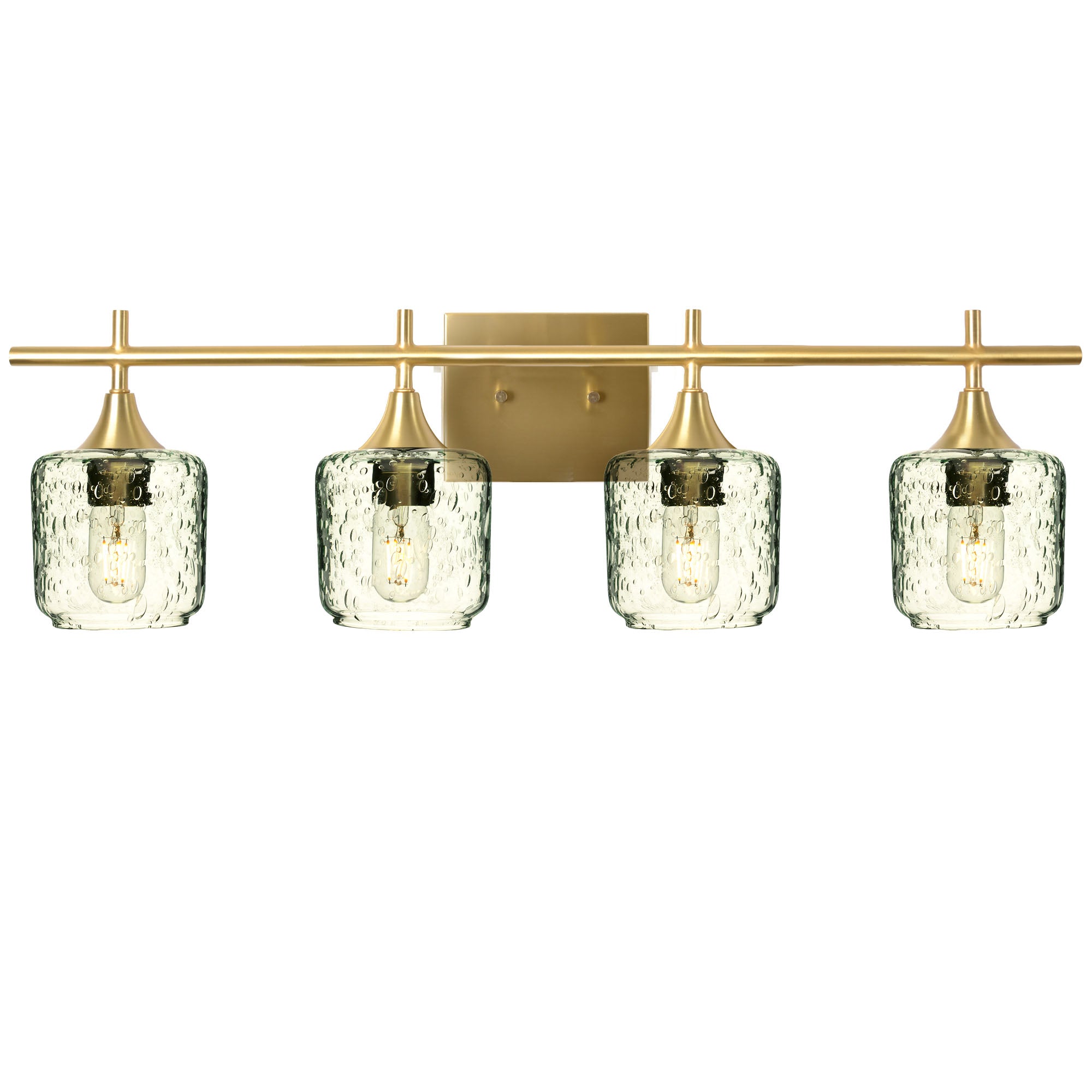 601 Lunar: 4 Light Wall Vanity-Glass-Bicycle Glass Co - Hotshop-Eco Clear-Polished Brass-Bicycle Glass Co