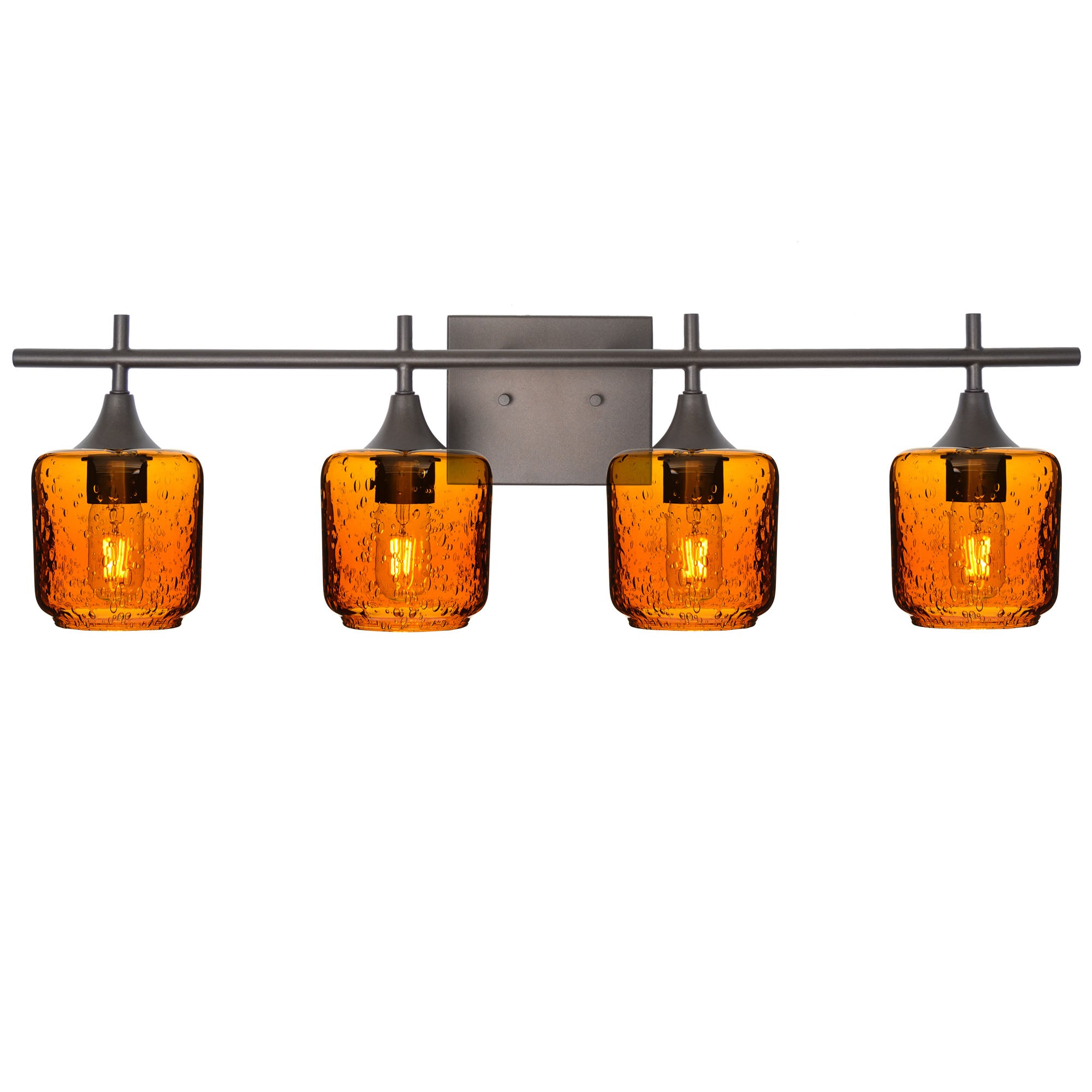 601 Lunar: 4 Light Wall Vanity-Glass-Bicycle Glass Co - Hotshop-Golden Amber-Dark Bronze-Bicycle Glass Co