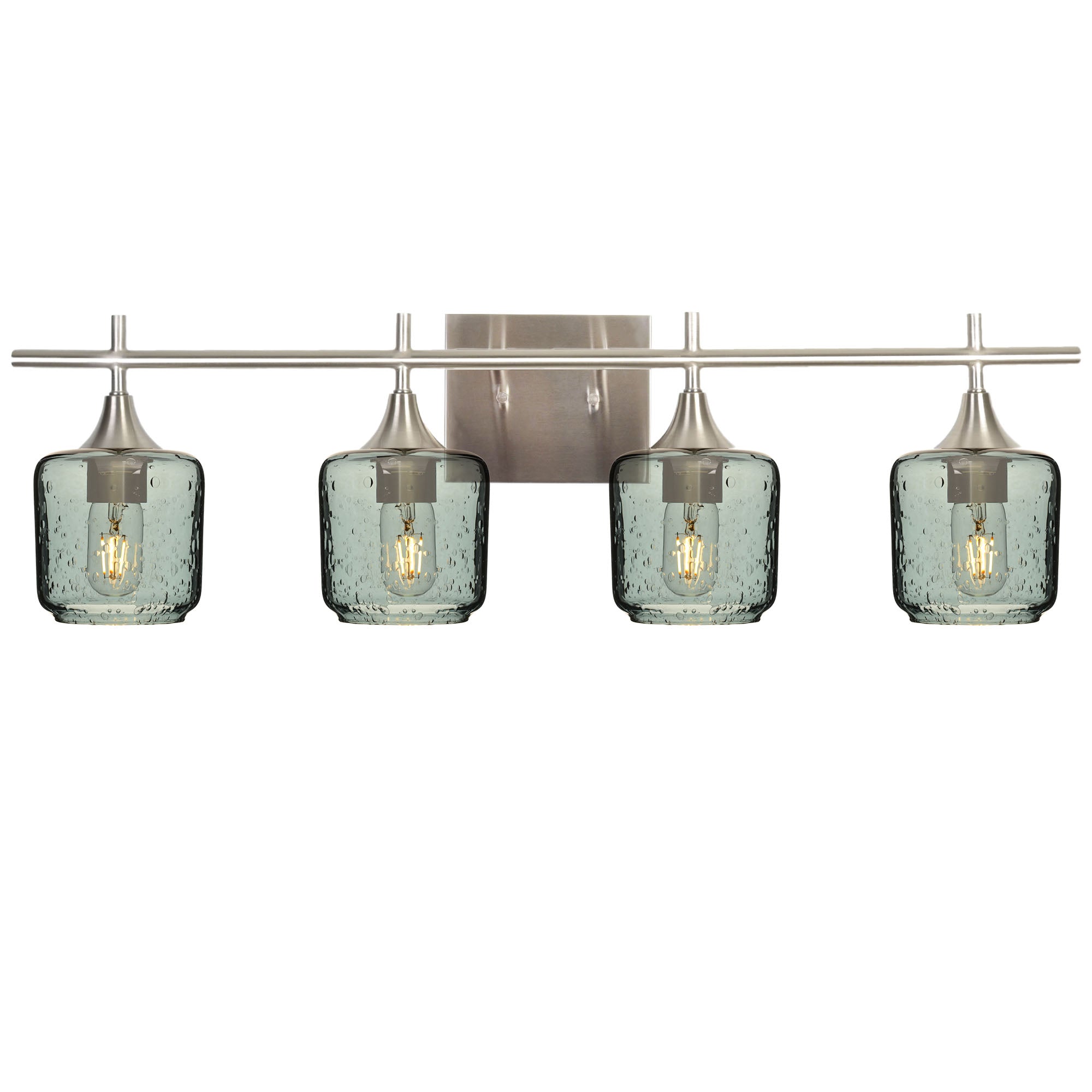 601 Lunar: 4 Light Wall Vanity-Glass-Bicycle Glass Co - Hotshop-Slate Gray-Brushed Nickel-Bicycle Glass Co