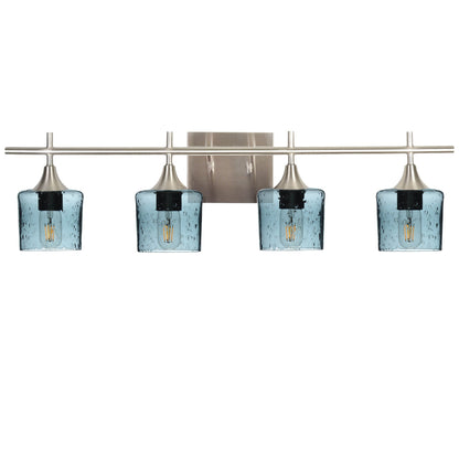 601 Lunar: 4 Light Wall Vanity-Glass-Bicycle Glass Co - Hotshop-Eco Clear-Brushed Nickel-Bicycle Glass Co