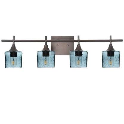 601 Lunar: 4 Light Wall Vanity-Glass-Bicycle Glass Co - Hotshop-Eco Clear-Brushed Nickel-Bicycle Glass Co