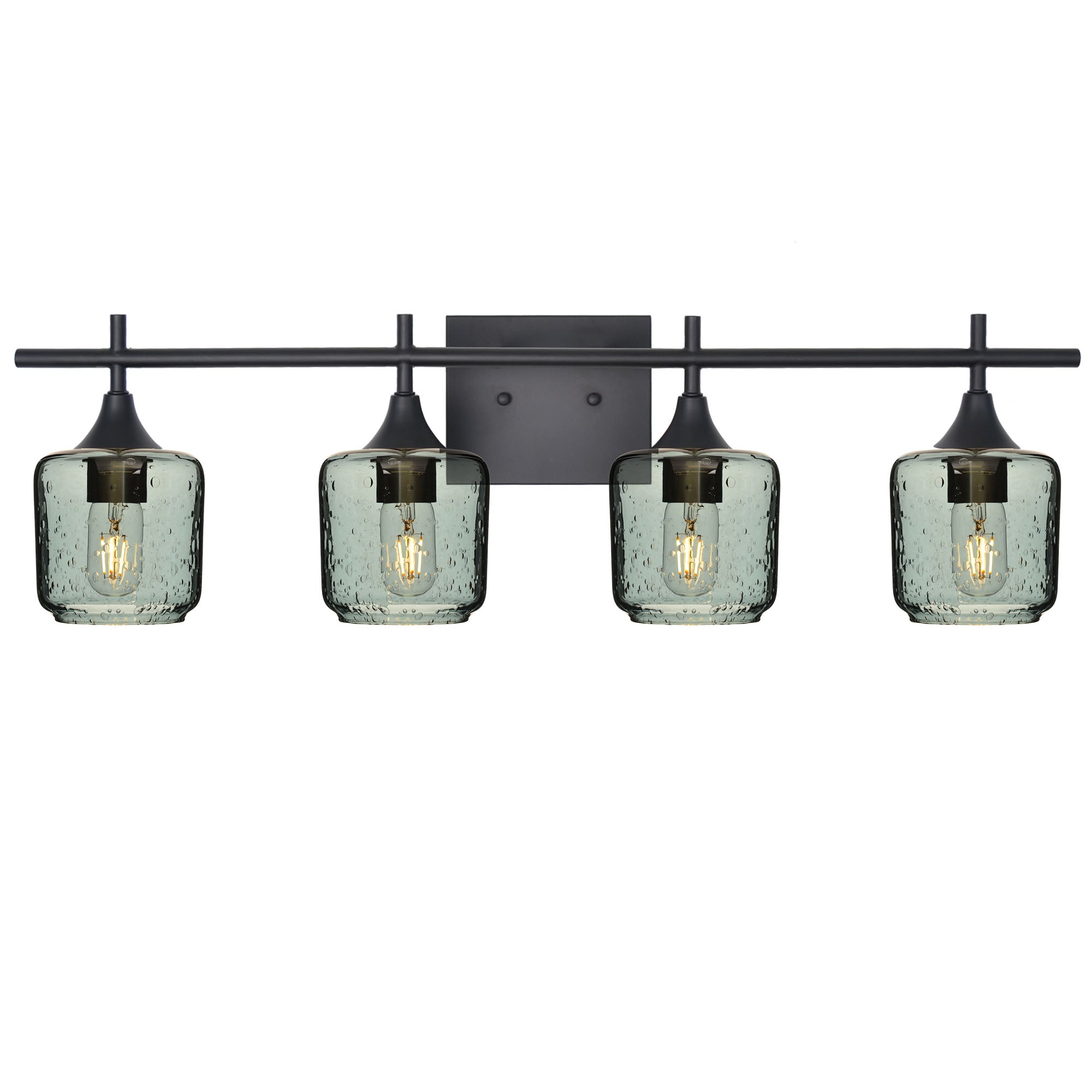 601 Lunar: 4 Light Wall Vanity-Glass-Bicycle Glass Co - Hotshop-Slate Gray-Matte Black-Bicycle Glass Co