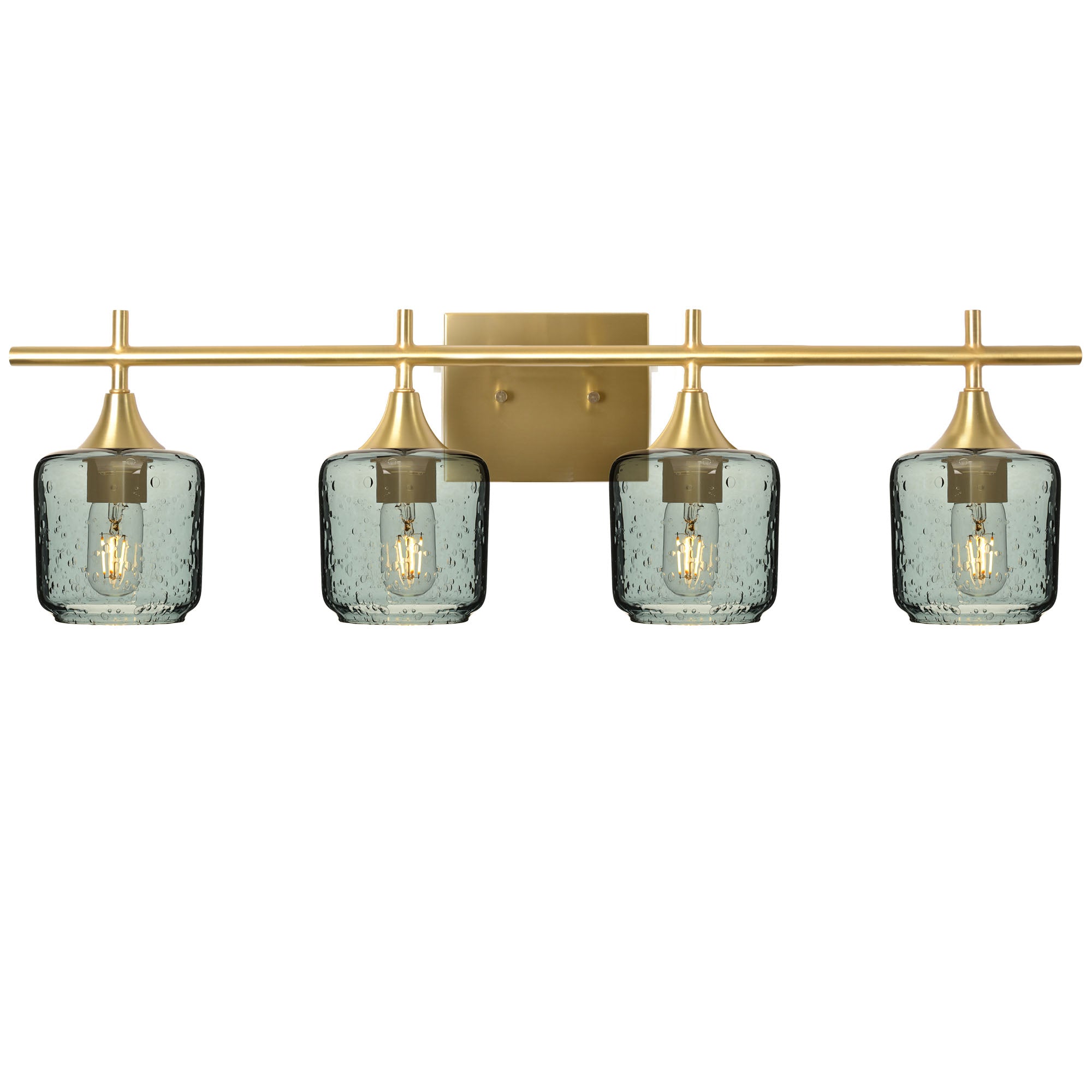 601 Lunar: 4 Light Wall Vanity-Glass-Bicycle Glass Co - Hotshop-Slate Gray-Polished Brass-Bicycle Glass Co