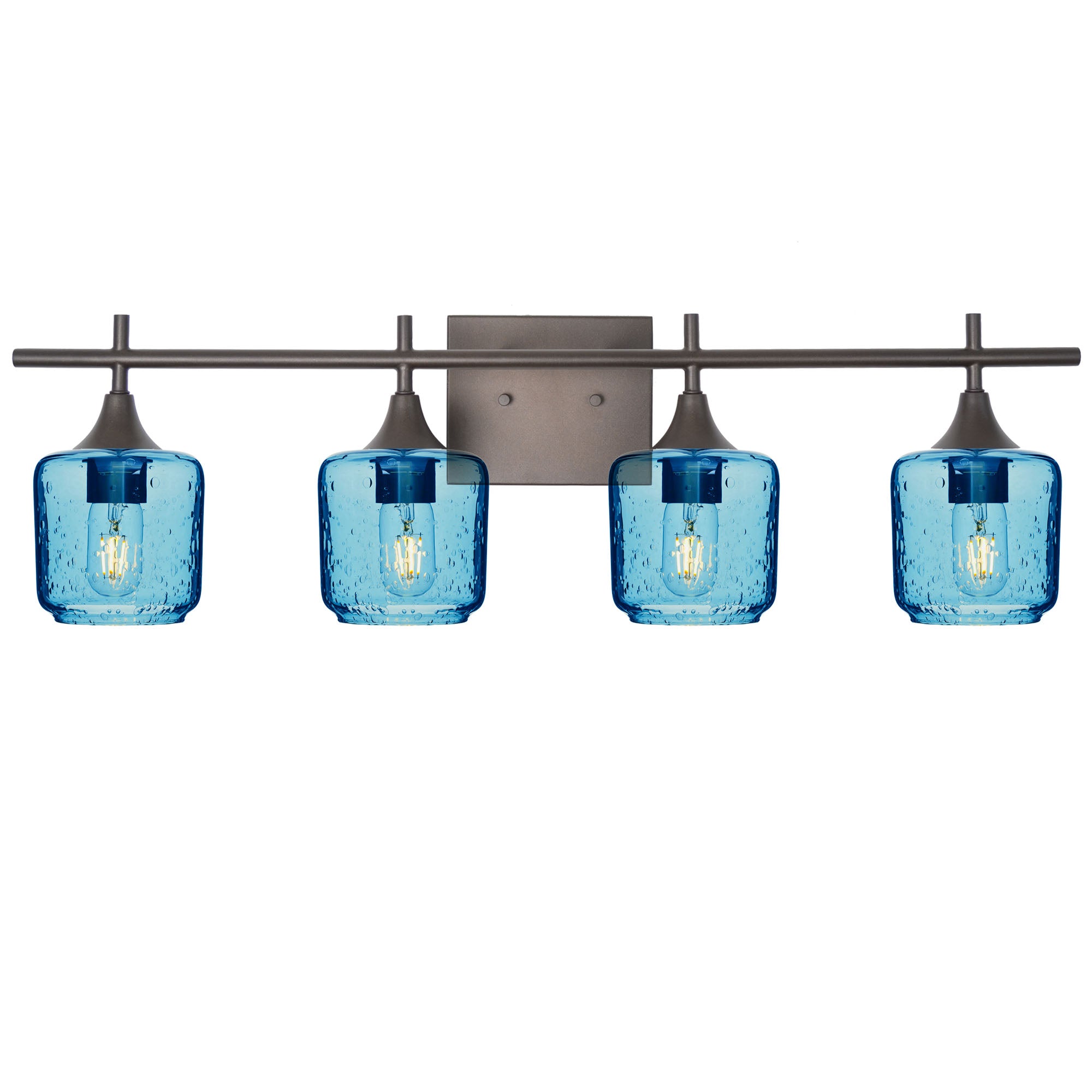 601 Lunar: 4 Light Wall Vanity-Glass-Bicycle Glass Co - Hotshop-Steel Blue-Dark Bronze-Bicycle Glass Co