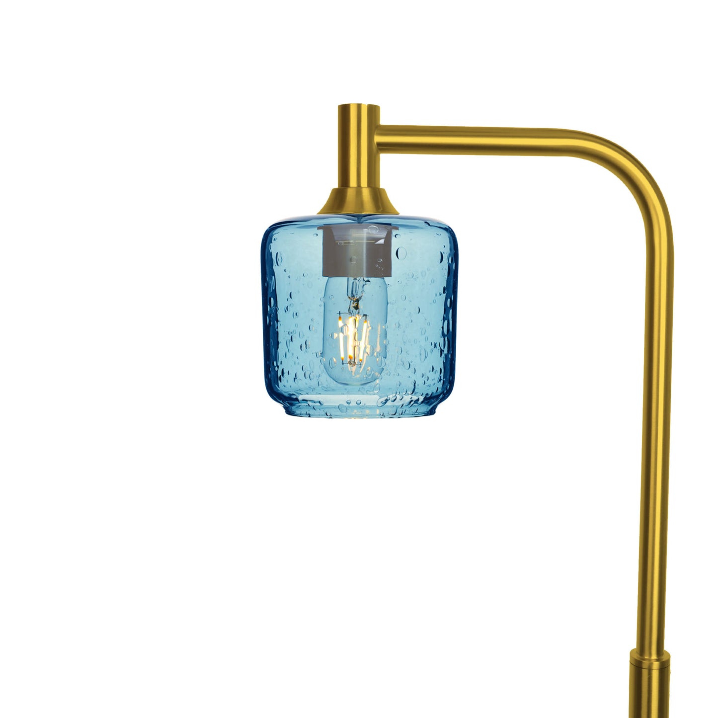 601 Lunar: Floor Lamp-Glass-Bicycle Glass Co - Hotshop-Steel Blue-Polished Brass-Bicycle Glass Co