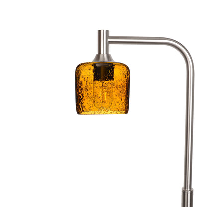 601 Lunar: Floor Lamp-Glass-Bicycle Glass Co - Hotshop-Golden Amber-Brushed Nickel-Bicycle Glass Co