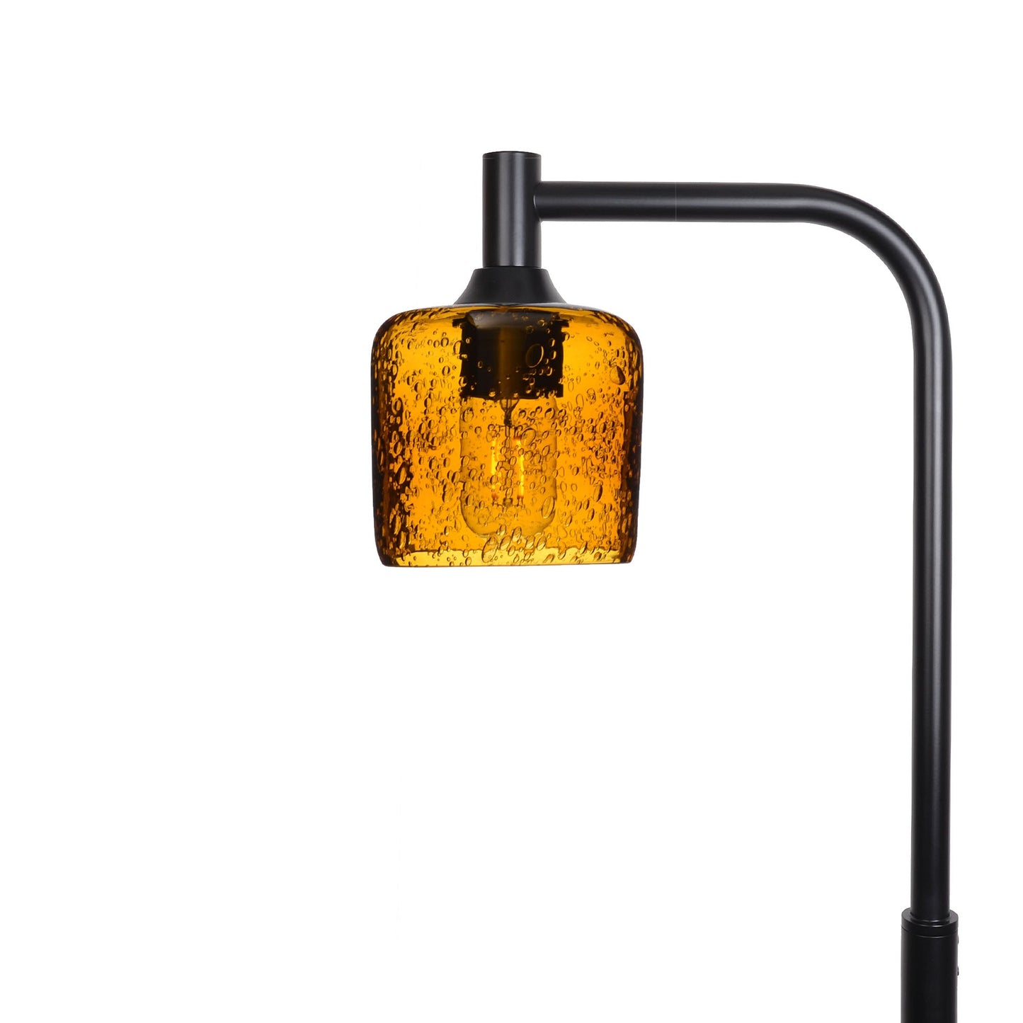 601 Lunar: Floor Lamp-Glass-Bicycle Glass Co - Hotshop-Golden Amber-Matte Black-Bicycle Glass Co