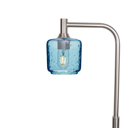 601 Lunar: Floor Lamp-Glass-Bicycle Glass Co - Hotshop-Steel Blue-Brushed Nickel-Bicycle Glass Co