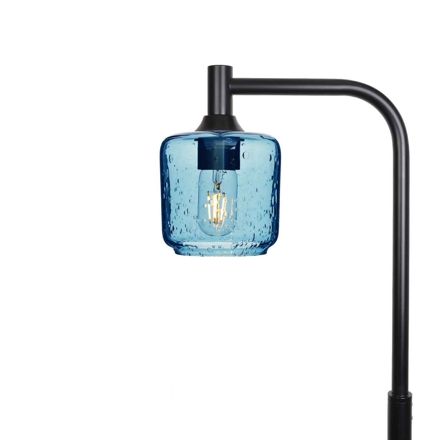 601 Lunar: Floor Lamp-Glass-Bicycle Glass Co - Hotshop-Steel Blue-Matte Black-Bicycle Glass Co