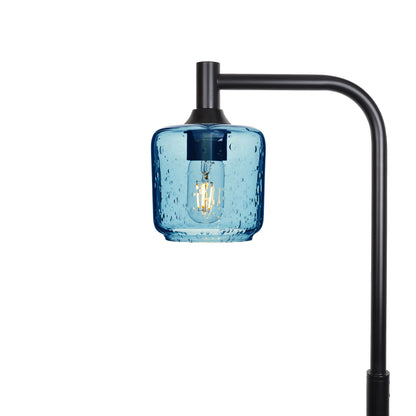 601 Lunar: Floor Lamp-Glass-Bicycle Glass Co - Hotshop-Steel Blue-Matte Black-Bicycle Glass Co