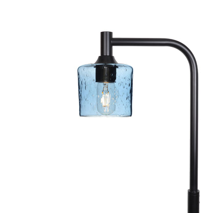 601 Lunar: Floor Lamp-Glass-Bicycle Glass Co - Hotshop-Steel Blue-Matte Black-Bicycle Glass Co