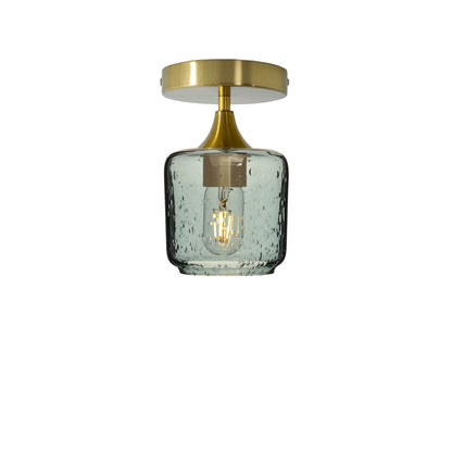 601 Lunar: Semi Flush Light-Glass-Bicycle Glass Co - Hotshop-Slate Gray-Polished Brass-Bicycle Glass Co