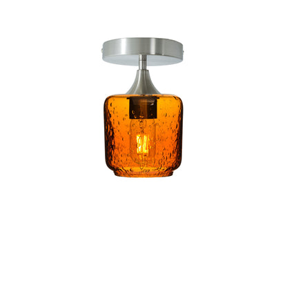 601 Lunar: Semi Flush Light-Glass-Bicycle Glass Co - Hotshop-Golden Amber-Brushed Nickel-Bicycle Glass Co