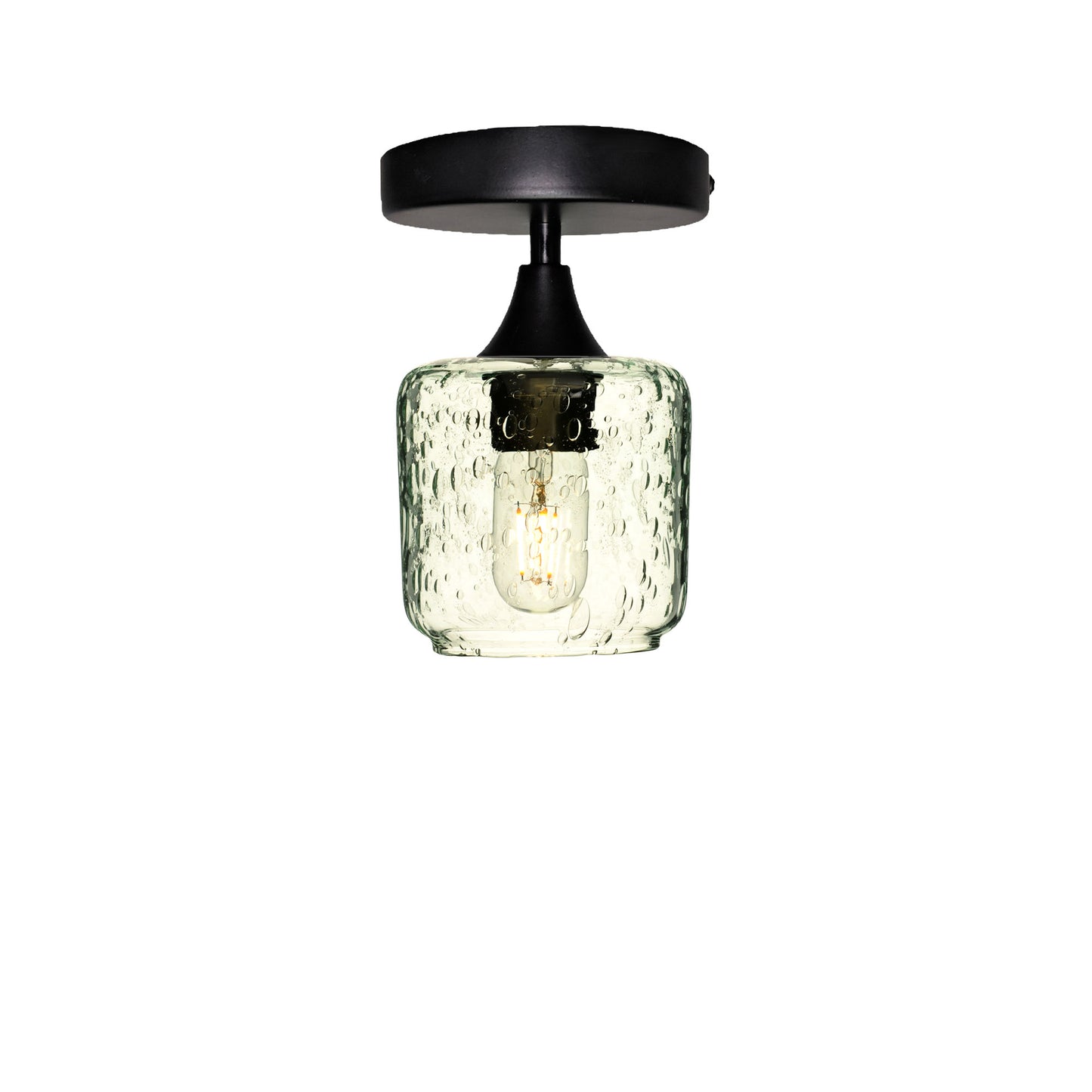 601 Lunar: Semi Flush Light-Glass-Bicycle Glass Co - Hotshop-Eco Clear-Matte Black-Bicycle Glass Co