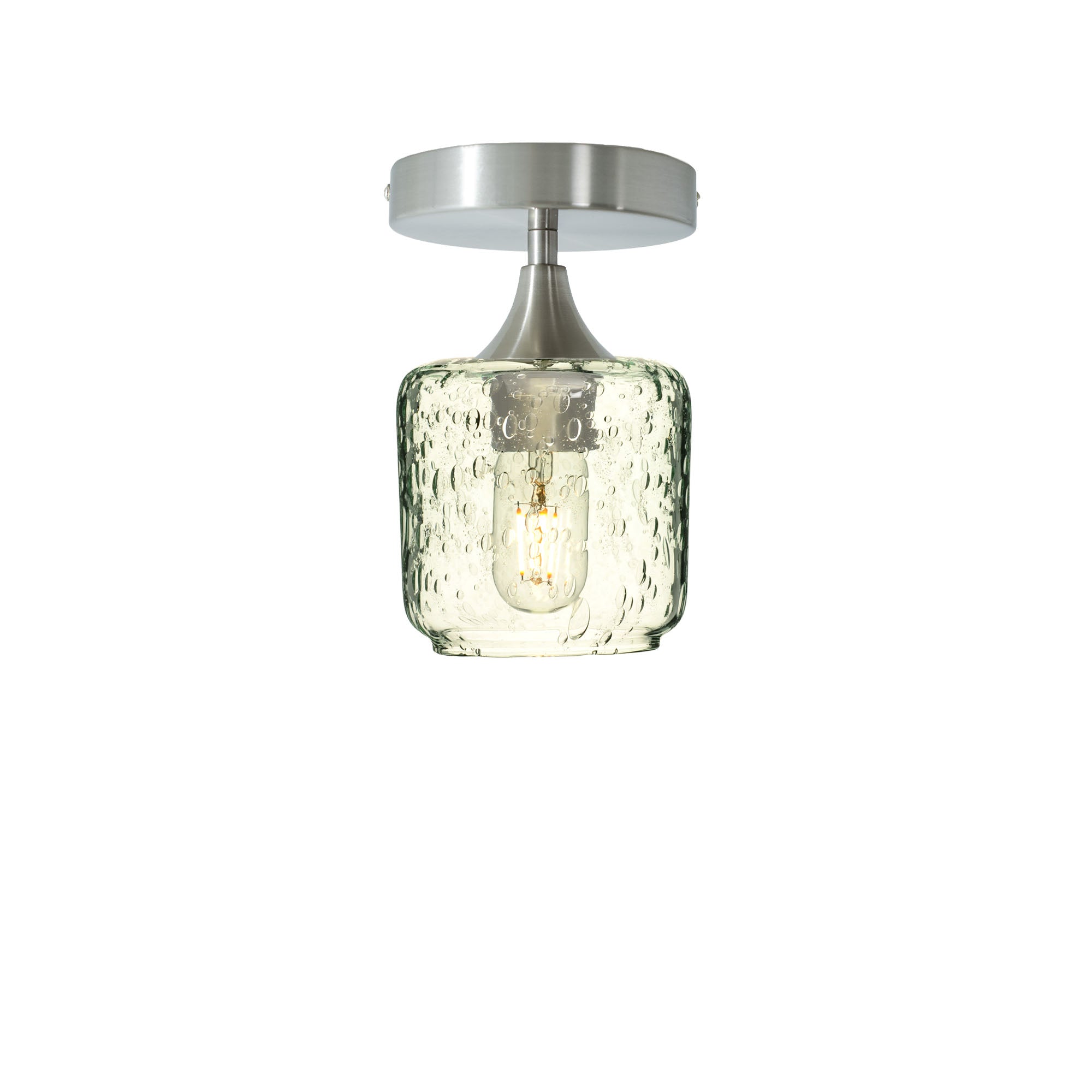 601 Lunar: Semi Flush Light-Glass-Bicycle Glass Co - Hotshop-Eco Clear-Brushed Nickel-Bicycle Glass Co