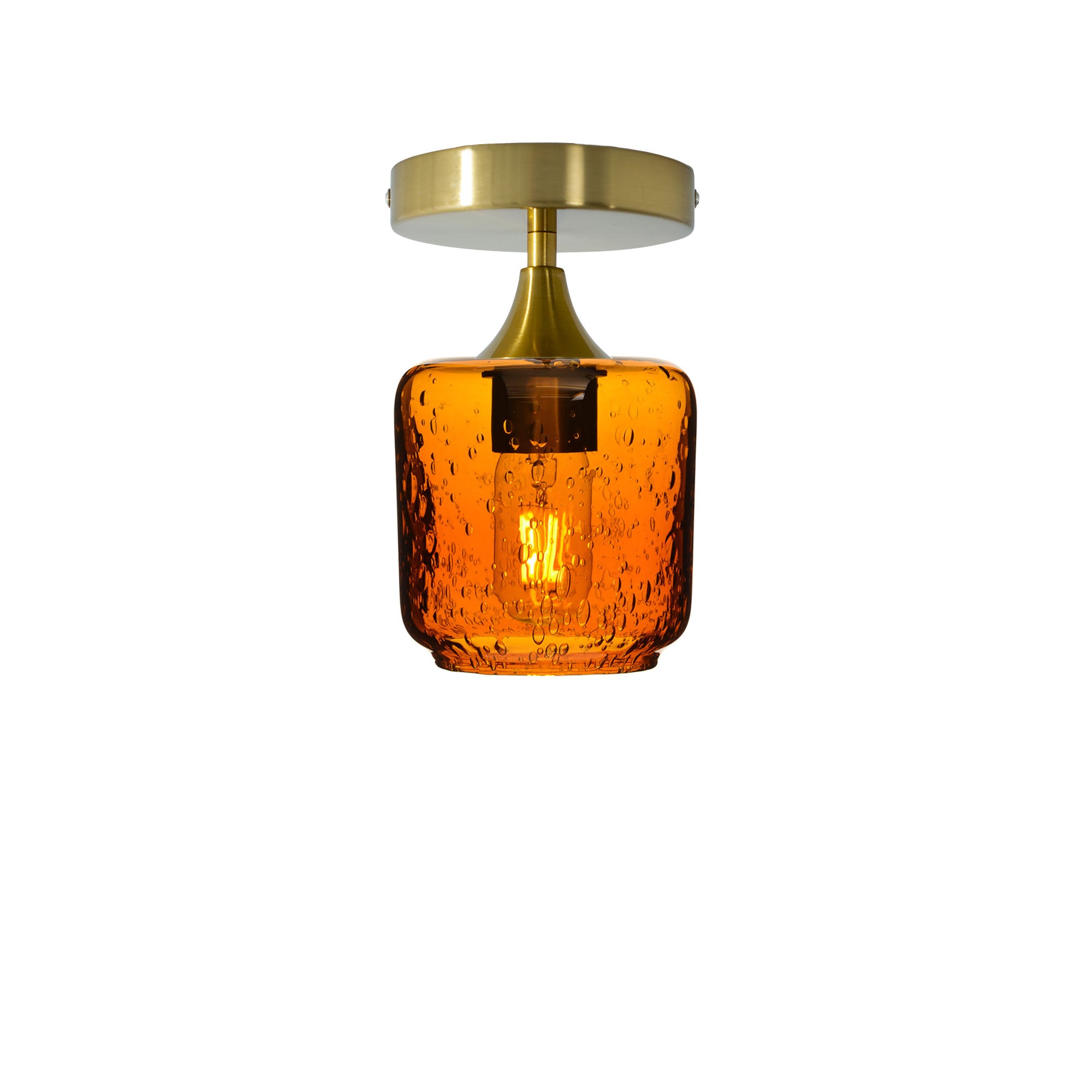 601 Lunar: Semi Flush Light-Glass-Bicycle Glass Co - Hotshop-Golden Amber-Polished Brass-Bicycle Glass Co