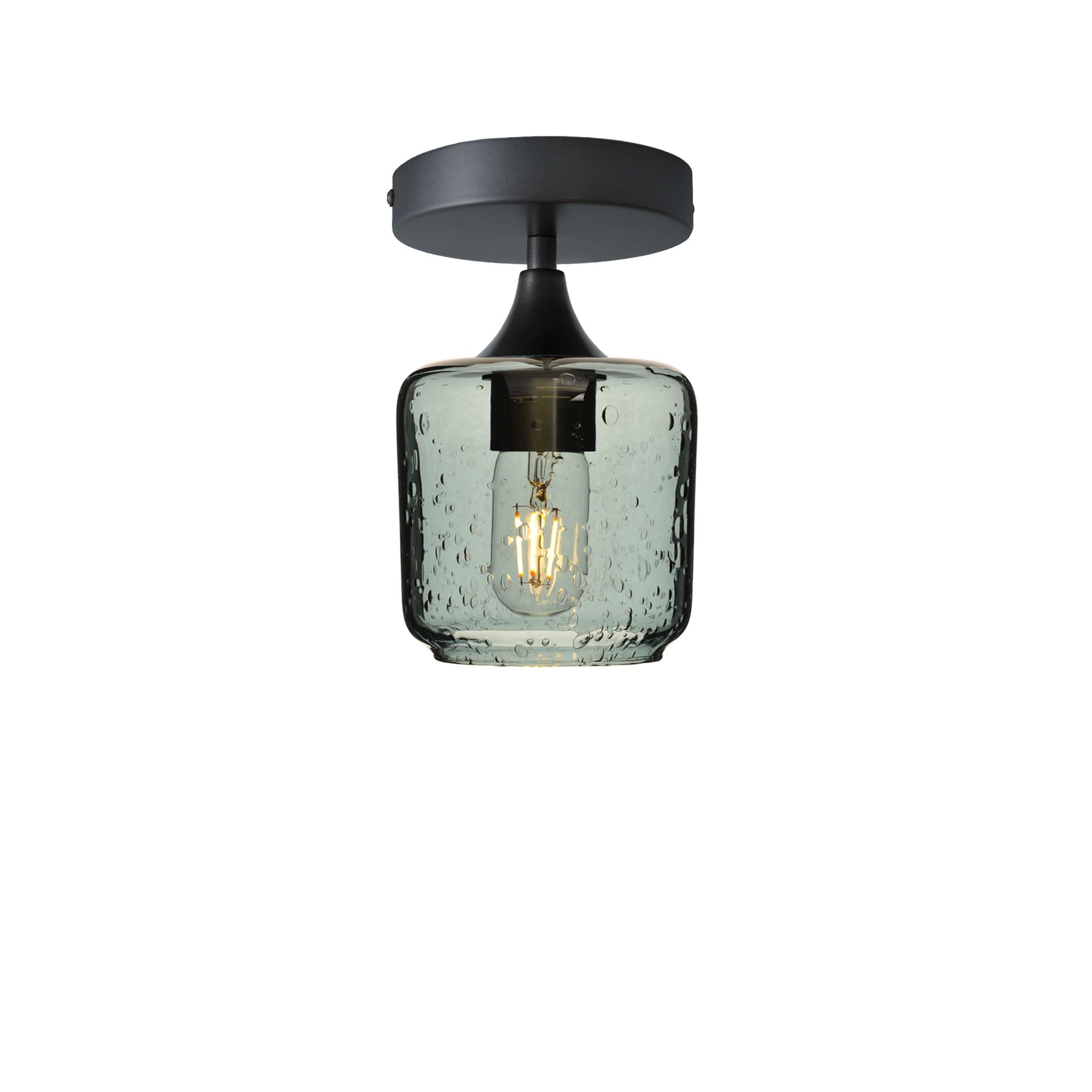 601 Lunar: Semi Flush Light-Glass-Bicycle Glass Co - Hotshop-Slate Gray-Antique Bronze-Bicycle Glass Co