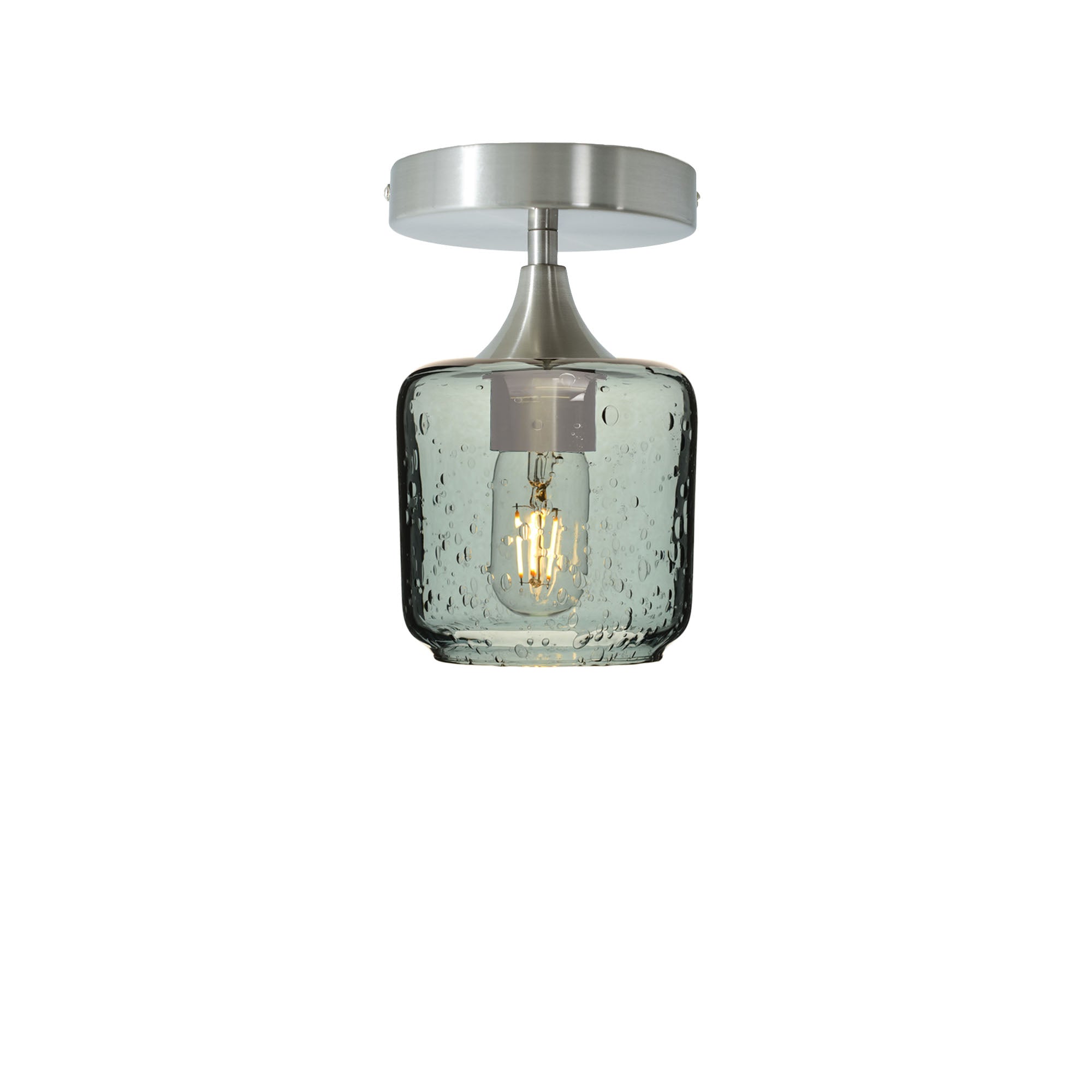 601 Lunar: Semi Flush Light-Glass-Bicycle Glass Co - Hotshop-Slate Gray-Brushed Nickel-Bicycle Glass Co
