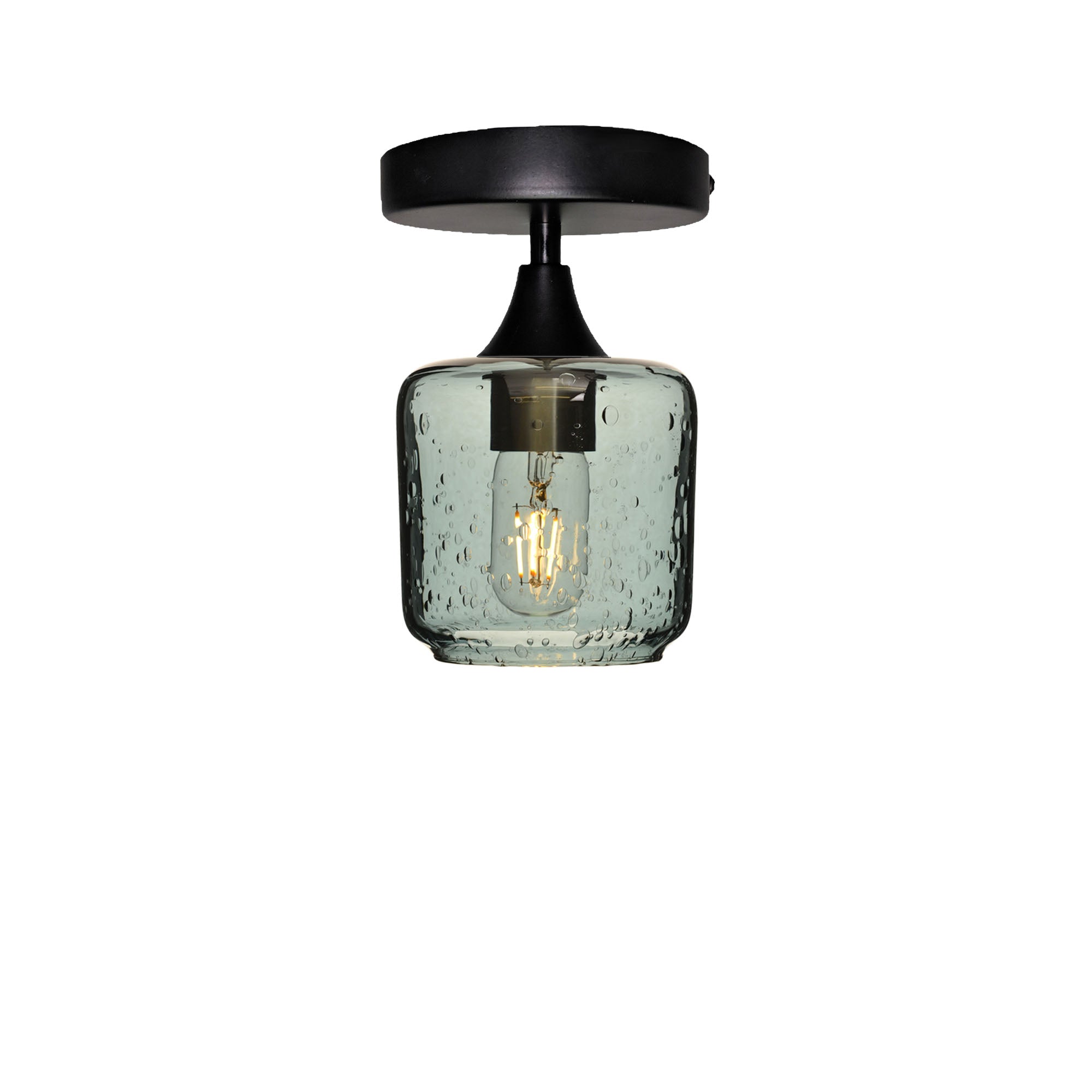 601 Lunar: Semi Flush Light-Glass-Bicycle Glass Co - Hotshop-Slate Gray-Matte Black-Bicycle Glass Co