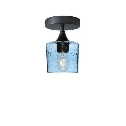 601 Lunar: Semi Flush Light-Glass-Bicycle Glass Co - Hotshop-Steel Blue-Antique Bronze-Bicycle Glass Co