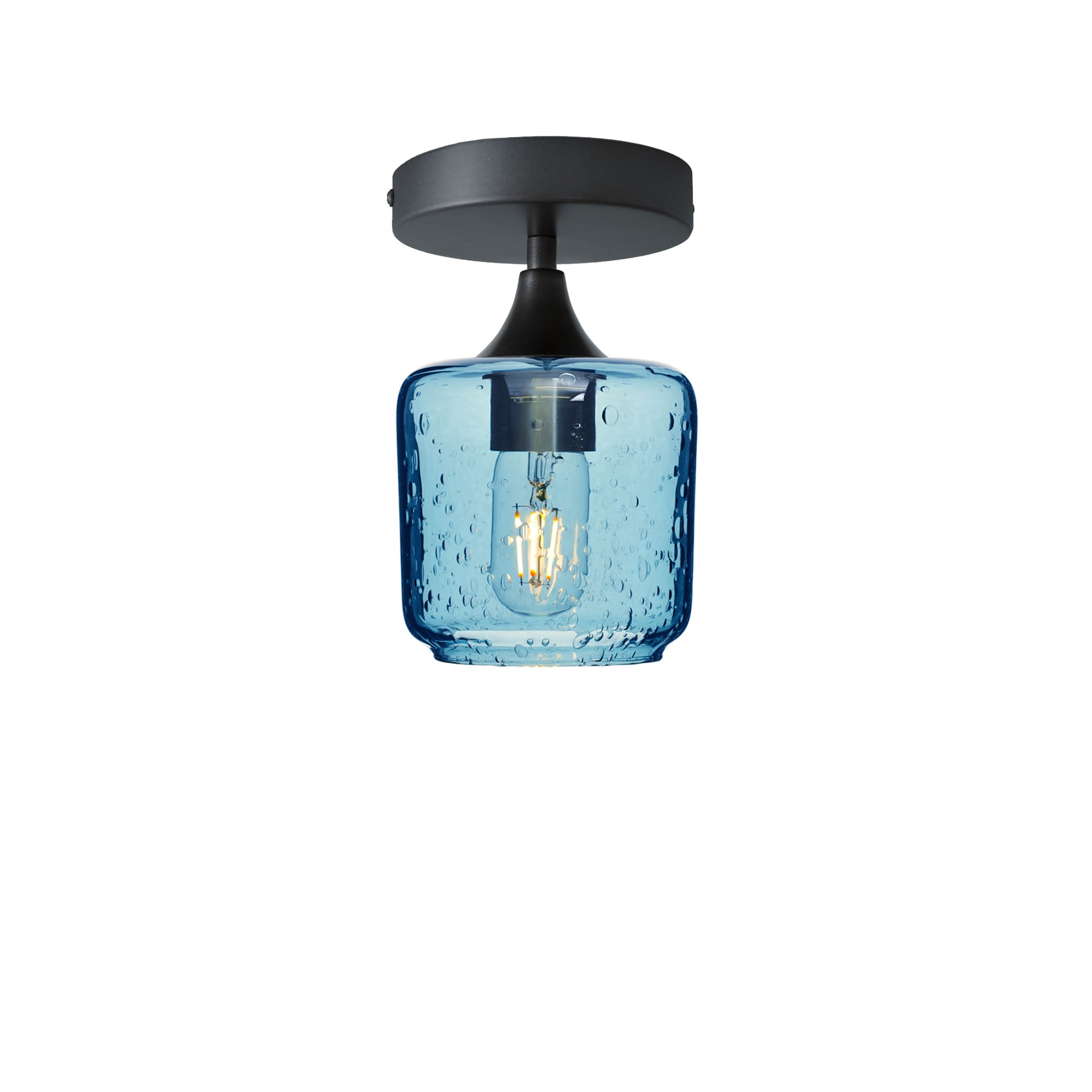 601 Lunar: Semi Flush Light-Glass-Bicycle Glass Co - Hotshop-Steel Blue-Antique Bronze-Bicycle Glass Co