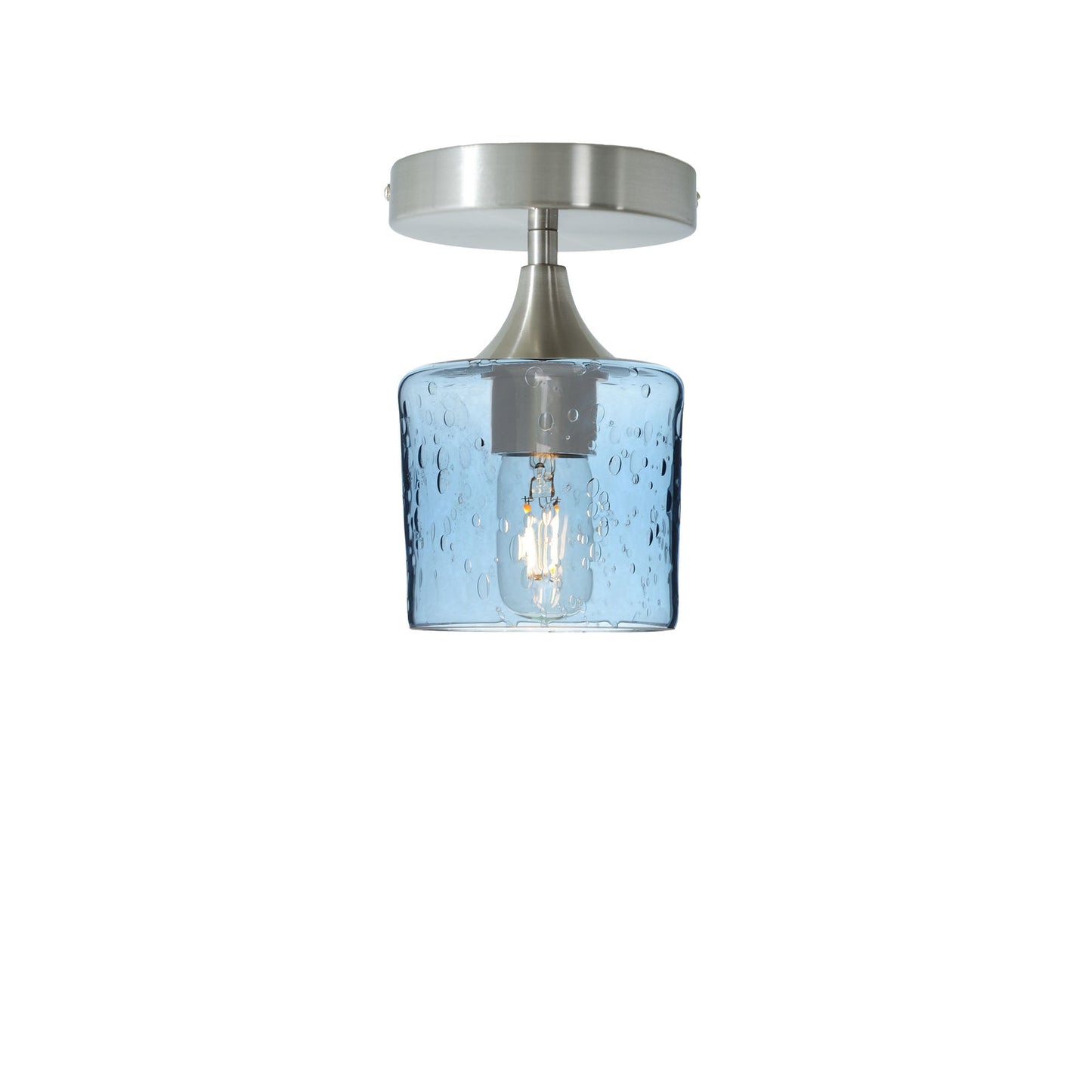 601 Lunar: Semi Flush Light-Glass-Bicycle Glass Co - Hotshop-Steel Blue-Brushed Nickel-Bicycle Glass Co