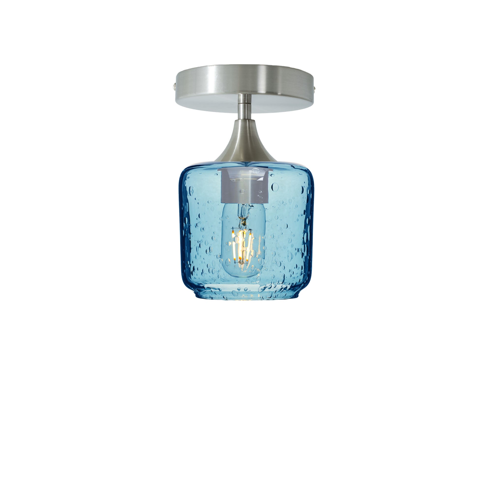 601 Lunar: Semi Flush Light-Glass-Bicycle Glass Co - Hotshop-Steel Blue-Brushed Nickel-Bicycle Glass Co