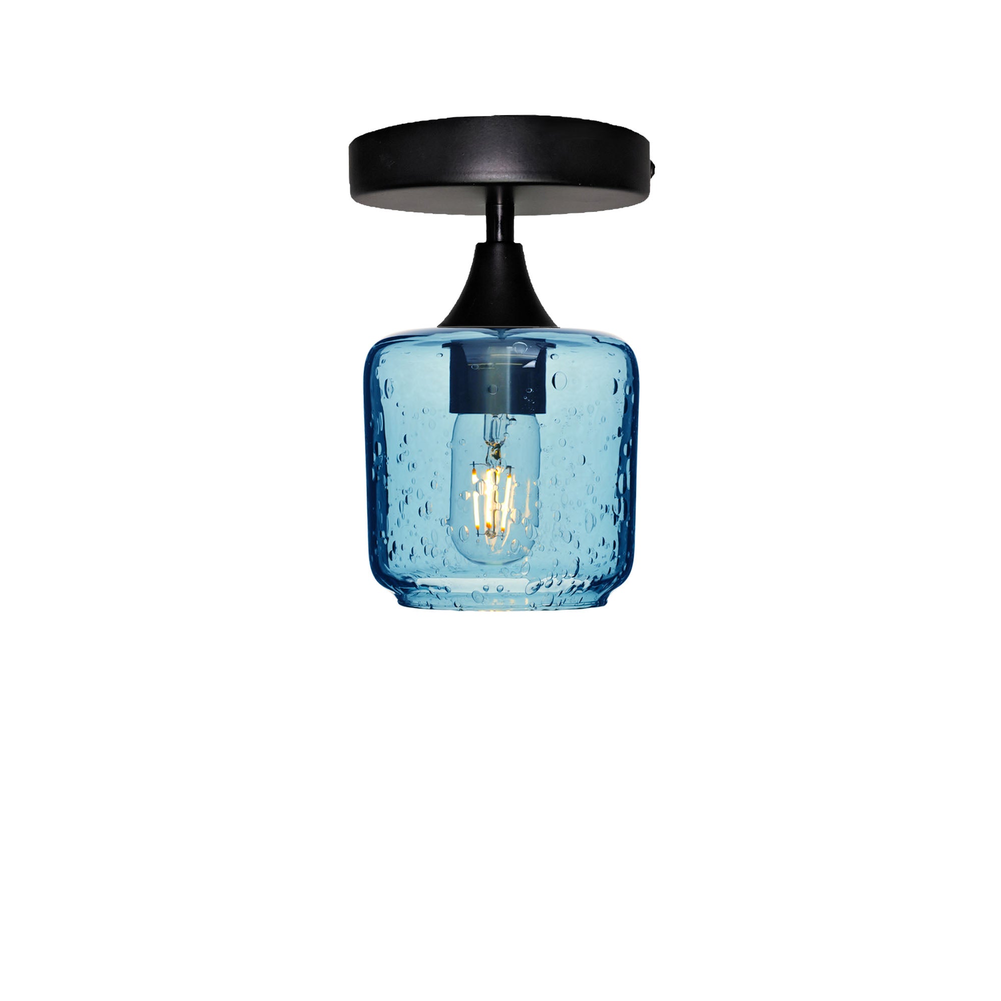 601 Lunar: Semi Flush Light-Glass-Bicycle Glass Co - Hotshop-Steel Blue-Matte Black-Bicycle Glass Co