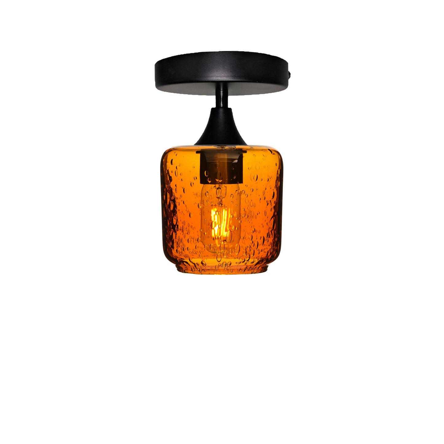 601 Lunar: Semi Flush Light-Glass-Bicycle Glass Co - Hotshop-Golden Amber-Matte Black-Bicycle Glass Co