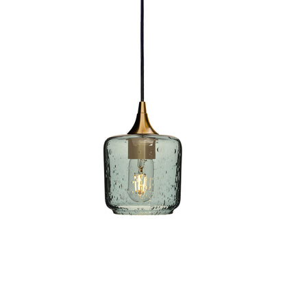 601 Lunar: Single Pendant Light-Glass-Bicycle Glass Co - Hotshop-Slate Gray-Polished Brass-Bicycle Glass Co