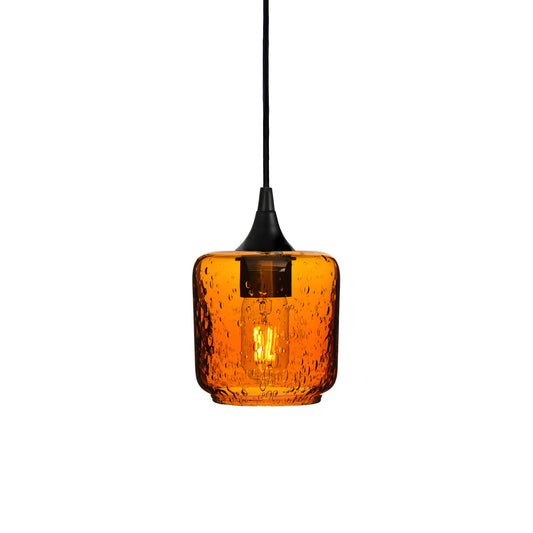 601 Lunar: Single Pendant Light-Glass-Bicycle Glass Co - Hotshop-Golden Amber-Matte Black-Bicycle Glass Co