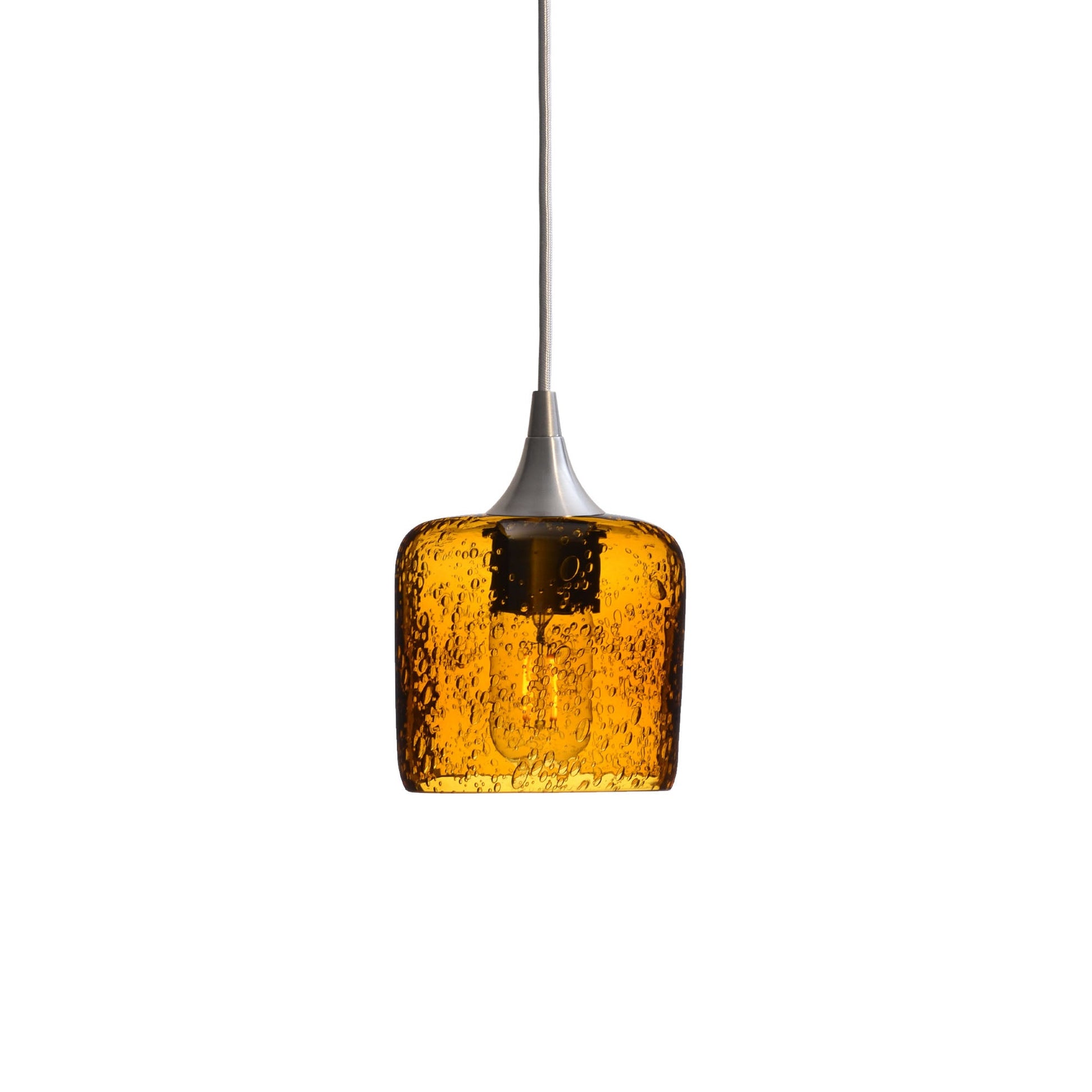 601 Lunar: Single Pendant Light-Glass-Bicycle Glass Co - Hotshop-Harvest Gold-Brushed Nickel-Bicycle Glass Co