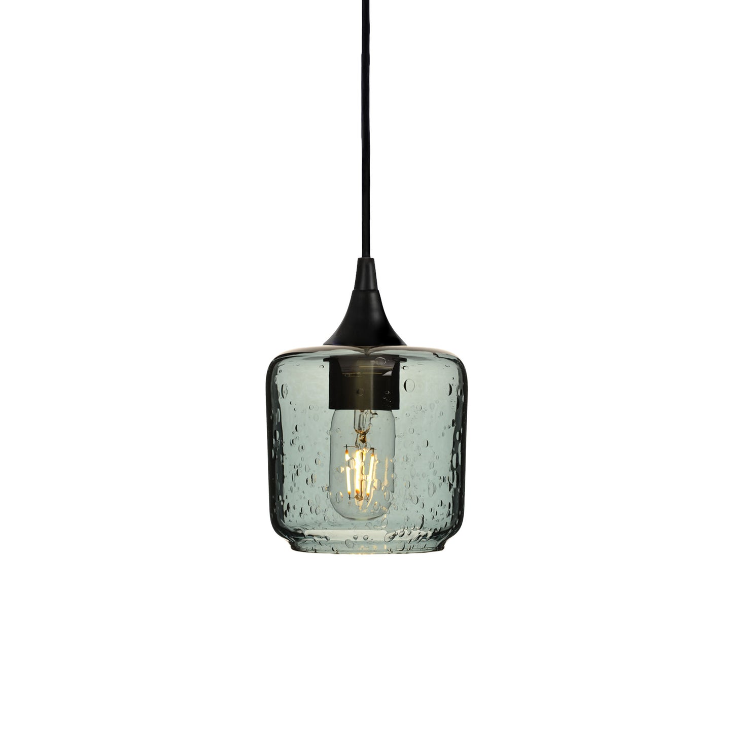 601 Lunar: Single Pendant Light-Glass-Bicycle Glass Co - Hotshop-Slate Gray-Matte Black-Bicycle Glass Co
